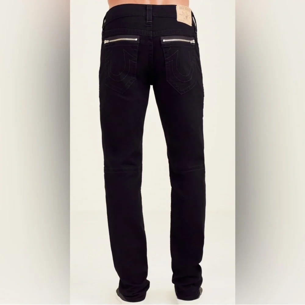 True Religion Slim Moto Zippered Black Jeans Men’s Size 30